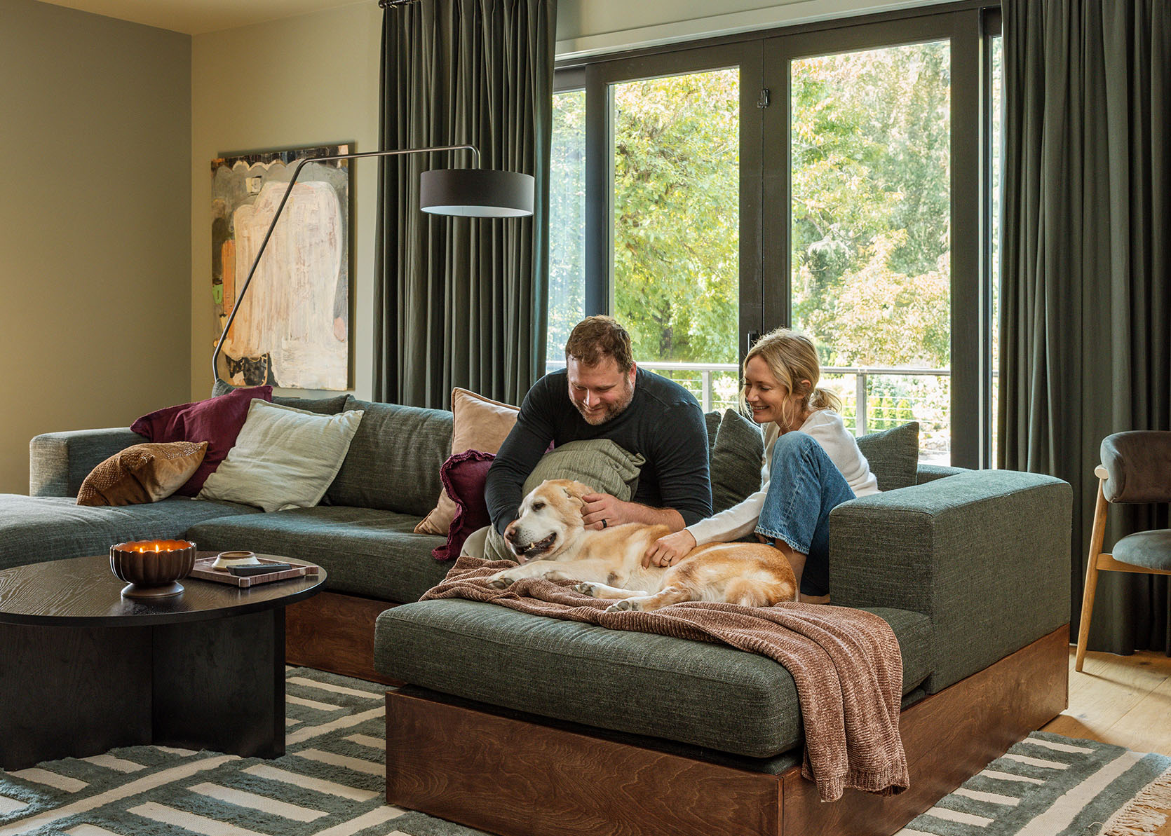 Revealing My Brother’s Ultra Cozy Family Room (And The Most Comfortable Green Sectional)